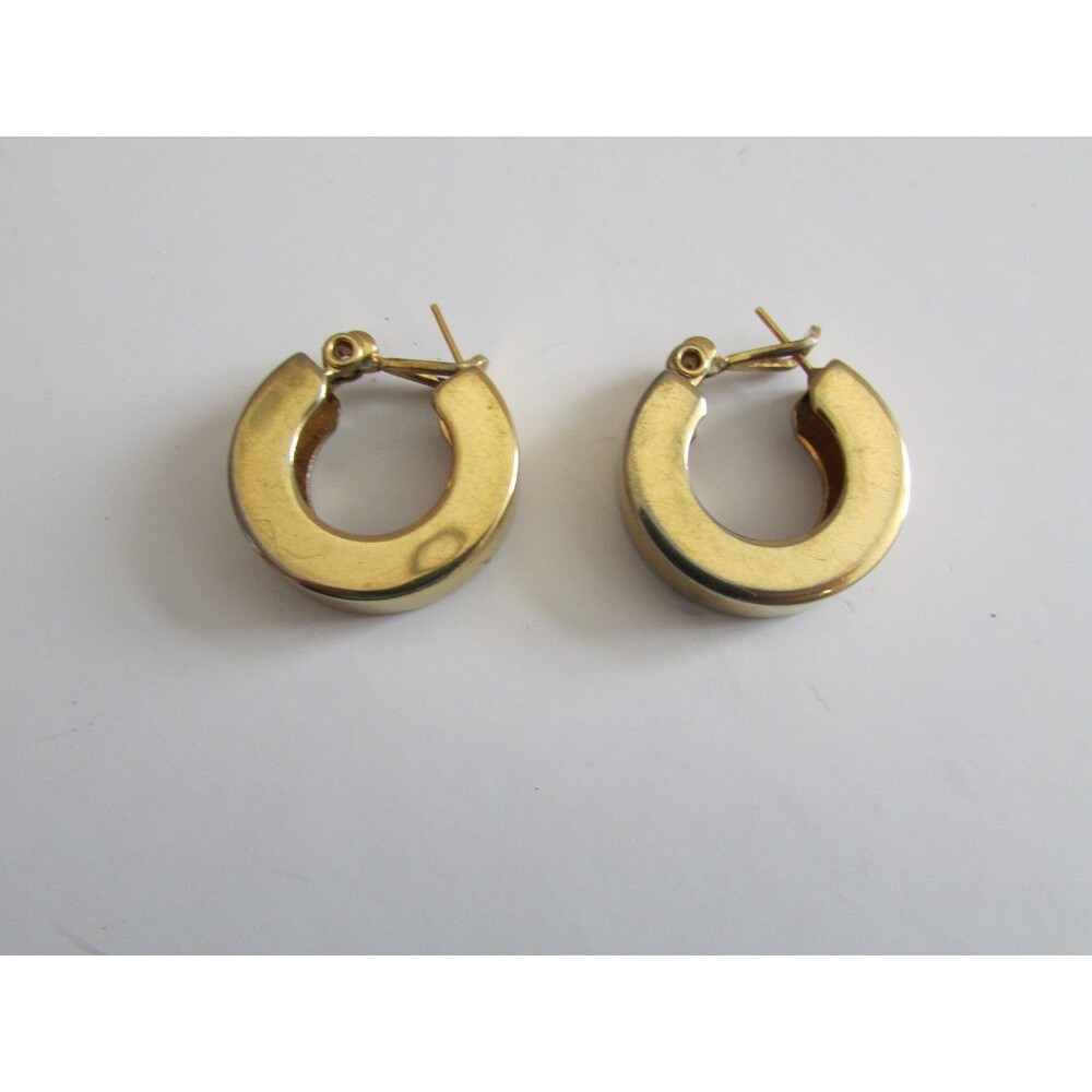 Monet Gold Tone Hoop Earrings Dangle Pierced , Thick Vintage .75' Diameter